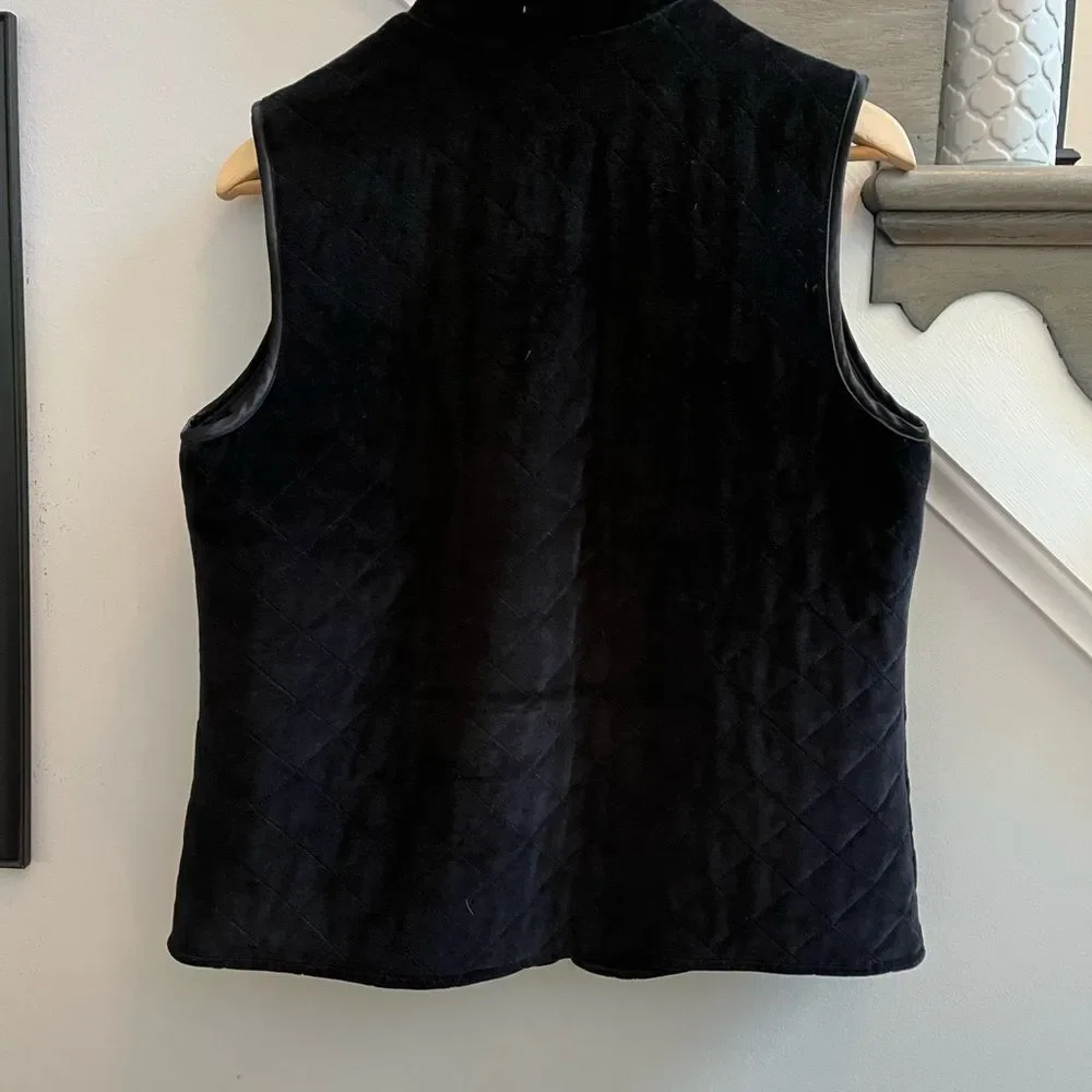Reversible Black Velvet Quilted or Satin Vest sz M